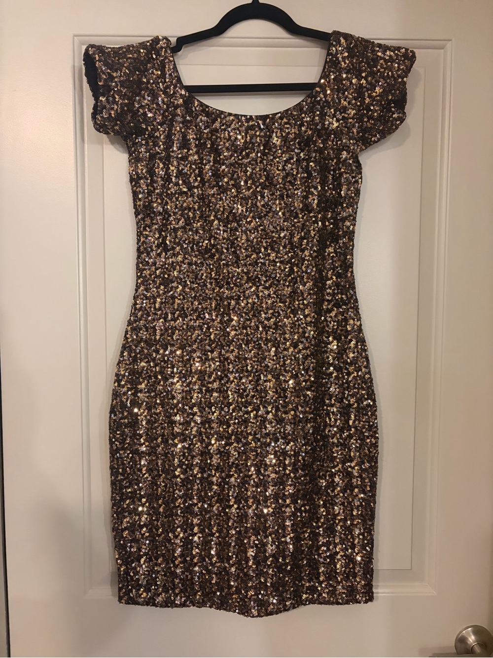 Dress the Population Bronze Sequin Bodycon Cocktail Dress L - Picture 2 of 3